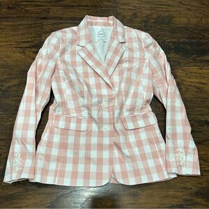 Women’s 1901 blazer jacket size 2 petite‎ pink and white plaid